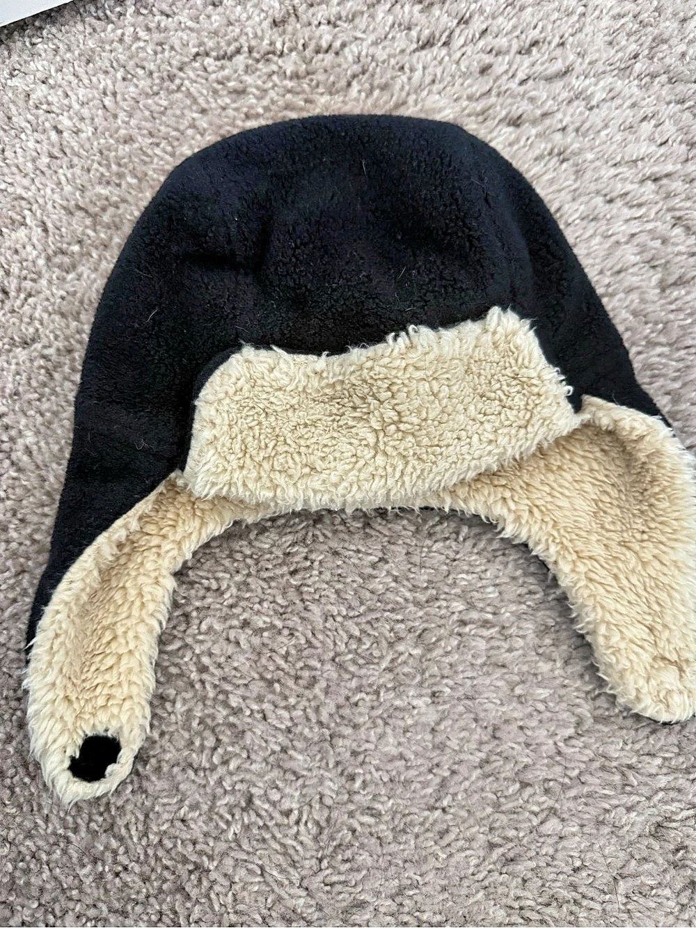Zutano Cozie Fleece Trapper Hat Black & Cream Baby 12M